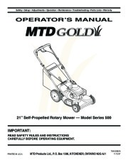 MTD GOld 500 Series 21 Inch Self Propelled Rotary Lawn Mower Owners Manual page 1