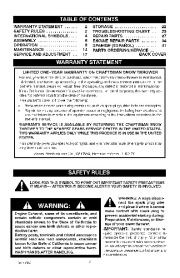  536.881400 Craftsman 21-Inch Snow Thrower Single Stage Auger Propelled Owners Manual page 2