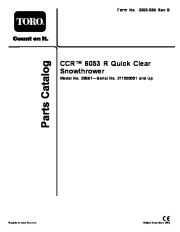 Toro 38567, 38569 Toro CCR 6053 R Quick Clear Snowthrower Parts Catalog, 2011 page 1