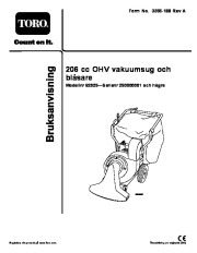 Toro 62925 206cc OHV Vacuum Blower Owners Manual, 2006 page 1