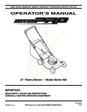MTD Pro 400 Series 21 Inch Rotary Lawn Mower Owners Manual page 1