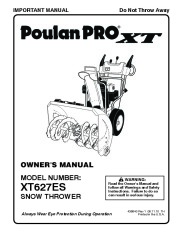 Poulan Pro XT627ES 436840 Snow Blower Owners Manual page 1
