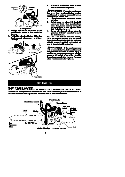 Poulan Pro PP3516AVX PP4218AVX Chainsaw Owners Manual, 2010