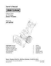 Craftsman 247.88790 Craftsman 28-Inch Snow Thrower Owners Manual page 1
