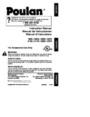 Poulan 1950 2025 2050 2075 2150 2175 2350 2375 Chainsaw Owners Manual page 1