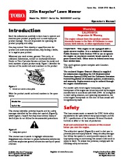 Toro 20047 22-Inch Recycler Lawn Mower Owners Manual page 1