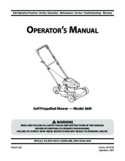 MTD 26M Series 21 Inch Self Propelled Lawn Mower Owners Manual page 1