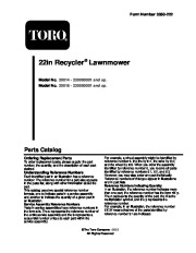 Toro 20014 Toro 22" Recycler Lawnmower Parts Catalog, 2003 page 1