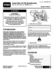 Toro 37770 Power Max 724 OE Snowblower Manual, 2013 page 1
