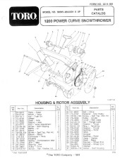 Toro 38005 1200 Power Curve Snowthrower Parts Catalog, 1992 page 1