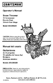 Craftsman 536.889250 Craftsman 33-Inch Snow Thrower Owners Manual page 1