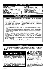 Craftsman 536.889250 Craftsman 33-Inch Snow Thrower Owners Manual page 2
