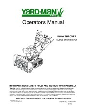 MTD Yard Man 31AH7S3G701 Snow Blower Owners Manual page 1