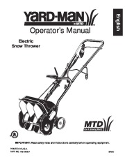 MTD Yard Man 769-00857 Electric Snow Blower Owners Manual page 1