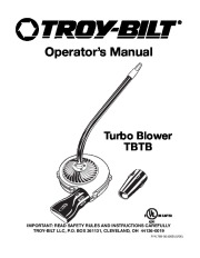MTD Troy Bilt TBTB Turbo Snow Blower Owners Manual page 1