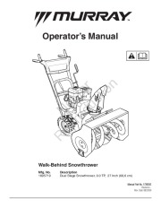 Murray Walk Behind 1695719 9.0TP 27-Inch Dual Stage Snow Blower Owners Manual page 1
