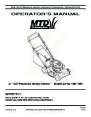 MTD 44M 46M Series 21 Inch Self Propelled Rotary Lawn Mower Owners Manual page 1