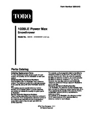 Toro 38645 Toro Power Max 1028 LE Snowthrower Parts Catalog, 2004 page 1