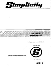 Simplicity 1010 42-Inch Snow Blower Owners Manual page 1