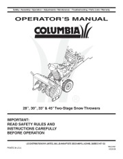 MTD Columbia 769-04101 28 30 33 45-Inch Snow Blower Owners Manual page 1
