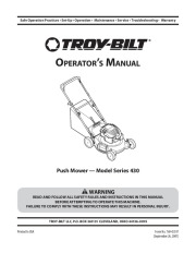 MTD Troy-Bilt 430 Push Lawn Mower Owners Manual page 1