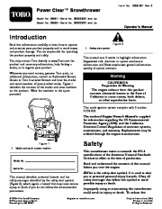 Toro 38581, 38582 Toro Power Clear Snowthrower Owners Manual, 2008 page 1