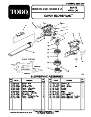 Toro 51587 Super Blower Vac Parts Catalog, 1999, 2000 page 1