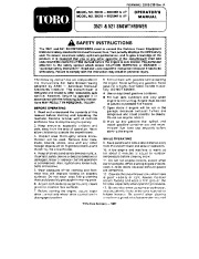 Toro 38052 521 Snowblower Manual, 1988 page 1