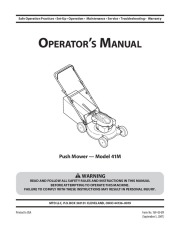 MTD 41M Series Push Lawn Mower Mower Owners Manual page 1