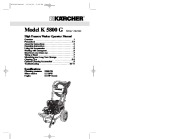 Kärcher K 5800 G Gasoline Power High Pressure Washer Owners Manual page 1
