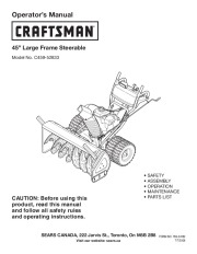 Craftsman C459-52833 Craftsman 45-Inch Large Frame Steerable Snow Thrower Owners Manual page 1