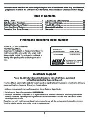 MTD L Style Snow Blower Owners Manual page 2
