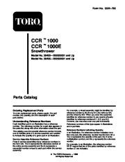 Toro CCR 1000 38405 20 Inch Single Stage Snow Blower Owners Manual 2000 page 1