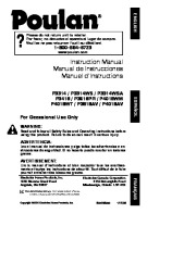Poulan P3314 P3314WS P3314WSA P3416 P3516PR P4018WM P4018WT P3818AV P4018AV Chainsaw Owners Manual page 1