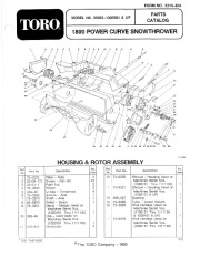 Toro 38025 1800 Power Curve Snowthrower Parts Catalog, 1991 page 1