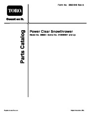 Toro 38583, 38584 Toro Power Clear Snowthrower Parts Catalog, 2010 page 1