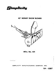 Simplicity 421 42-Inch Rotary Snow Blower Owners Manual page 1