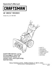 Craftsman 247.887900 Craftsman 28-Inch Snow Thrower Owners Manual page 1