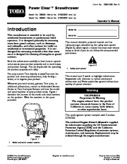 Toro Power Clear 38583 38584 Snow Blower Owners Manual 2010 page 1