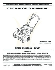MTD 2B5 295 E2B5 E295 Snow Blower Owners Manual page 1
