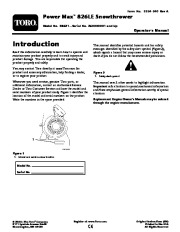 Toro Power Max 826LE 38621 Snow Blower Owners and Service Manual 2006 page 1