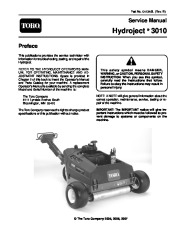 Toro 04134SL Rev B Service Manual Hydroject 3010 Preface Service page 1