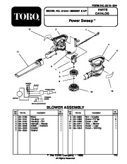 Toro 51544 Power Sweep Blower (Australian model) Parts Catalog, 1998 page 1