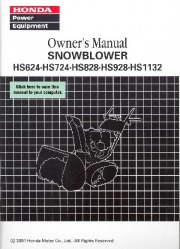 Honda HS624 HS724 HS828 HS928 HS1132 Snow Blower Owners Manual page 1