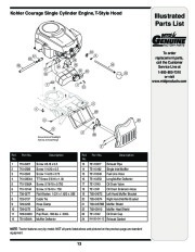 MTD 600 Series Automatic Lawn Tractor Lawn Mower Parts List page 13