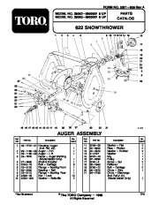 Toro 38062 Toro 622 38062 Snowthrower Parts Catalog, 1999 page 1