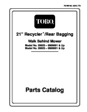 Toro 20022, 20023, 20025, 20027, 20029, 20061 Toro Recycler Mower, R-21S Parts Catalog, 1999 page 1