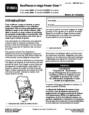 Toro 38583, 38584 Toro Power Clear Snowthrower Manuel des Propriétaires, 2010 page 1