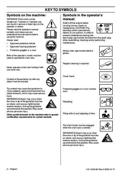 Husqvarna 435 435e 440e Chainsaw Owners Manual 200120022003200420052006200720082009 3610