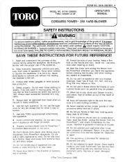 Toro 51740 Mini Blower Manual, 1991 page 1